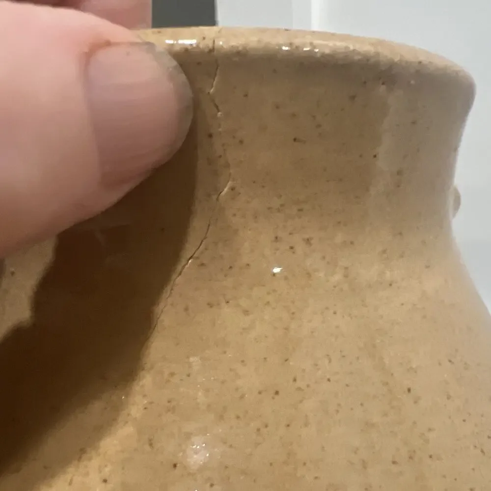 Handmade Bybee Studio‎ Pottery Stoneware Pitcher Tan Glaze Farmhouse Decor 7in